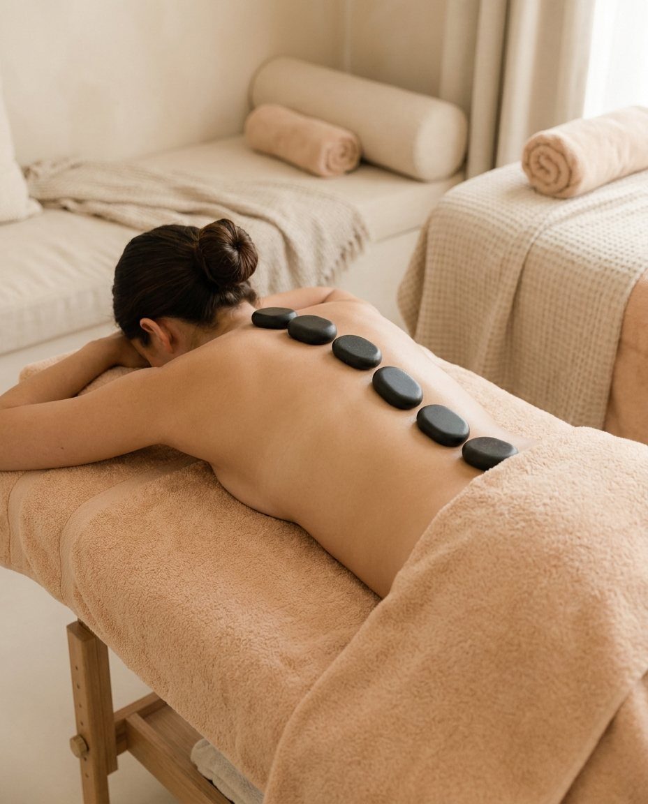 Hot-stone massage met warme lavastenen